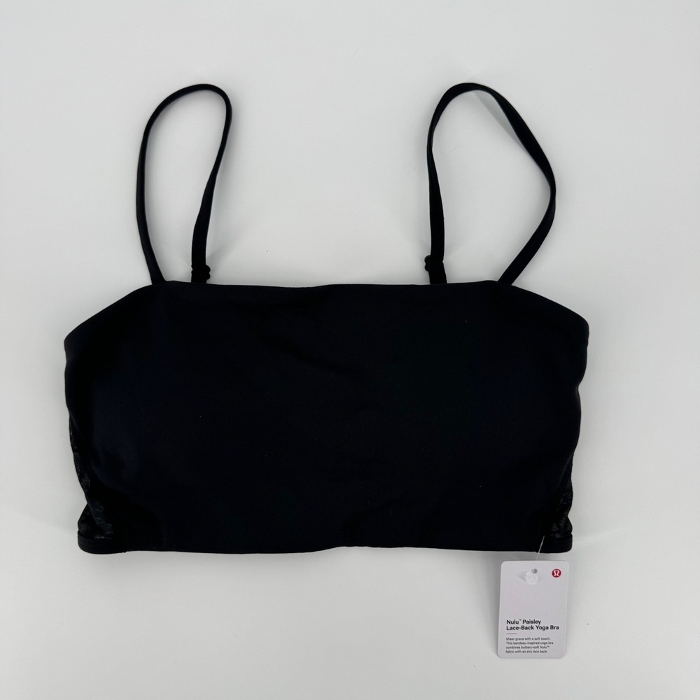 Lululemon Nulu Paisley Lace-Back Yoga Bra Black XS LW2EKRS NEW